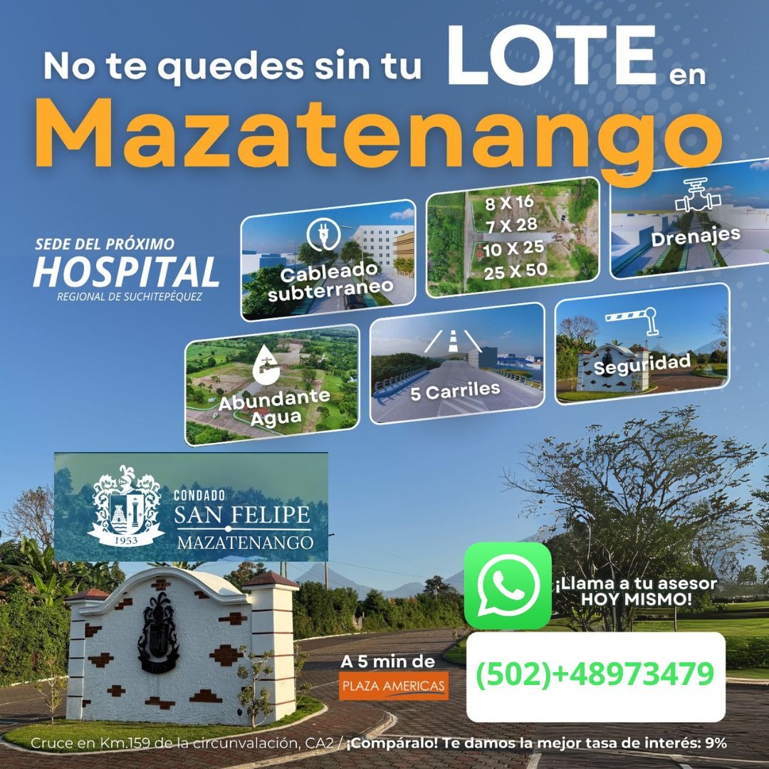 Lotes en Condado San Felipe, Mazatenango
