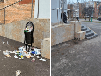 В Дубне демонтировали переполненные урны на проспекте Боголюбова