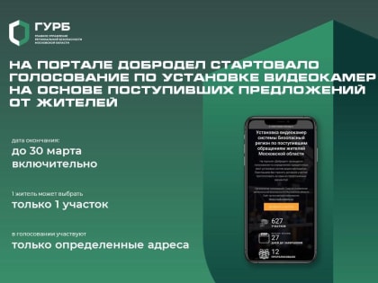 Жители Люберец могут выбрать место установки видеокамер «Безопасный регион» на портале Добродел