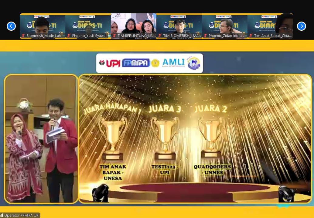 Juara 2 DIMAS TI bidang Inovasi Teknologi Mutakhir by Asosiasi MIPA LPTK Indonesia Tahun 2024