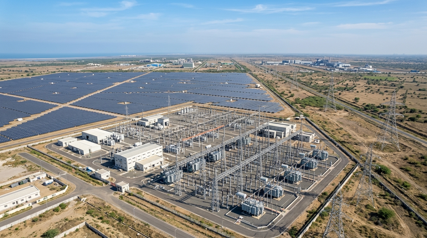 High-tech 400kV electrical transmission substation and smart grid control facility in Dholera SIR
