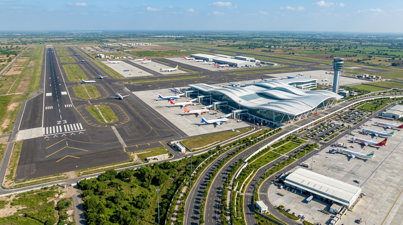 Dholera International Airport 2026 4000-meter Code 4E runway and passenger terminal