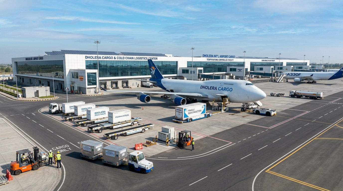 Dholera International Airport 2026 dedicated semiconductor air cargo terminal