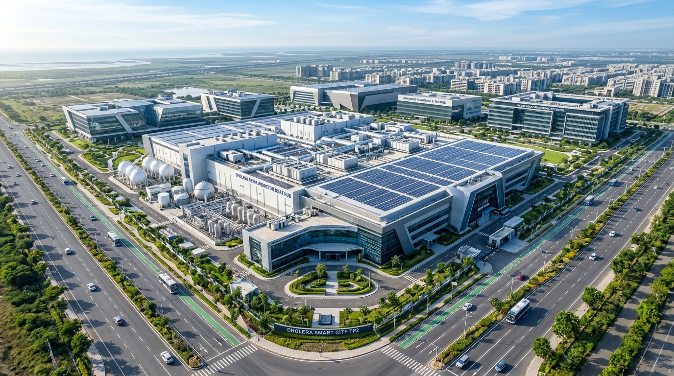 Dholera Semiconductor OSAT Hub 2026 advanced chip packaging campus and testing cleanrooms