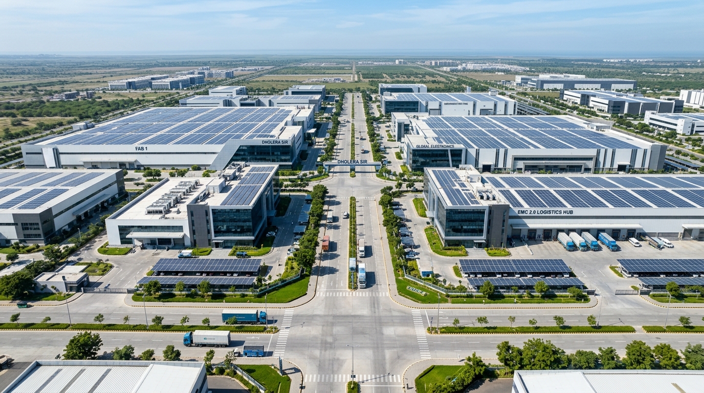 Dholera Electronics Manufacturing Cluster 2026 industrial campus and clean manufacturing facilities