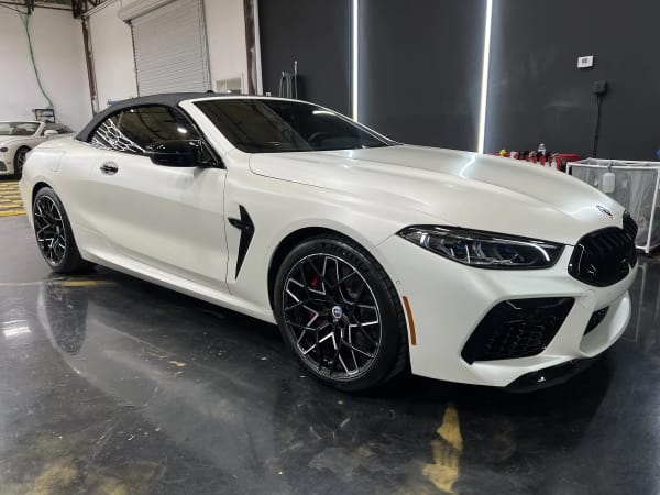 White BMW M8 Coupe exterior detail and PPF at Prismatic Car Care