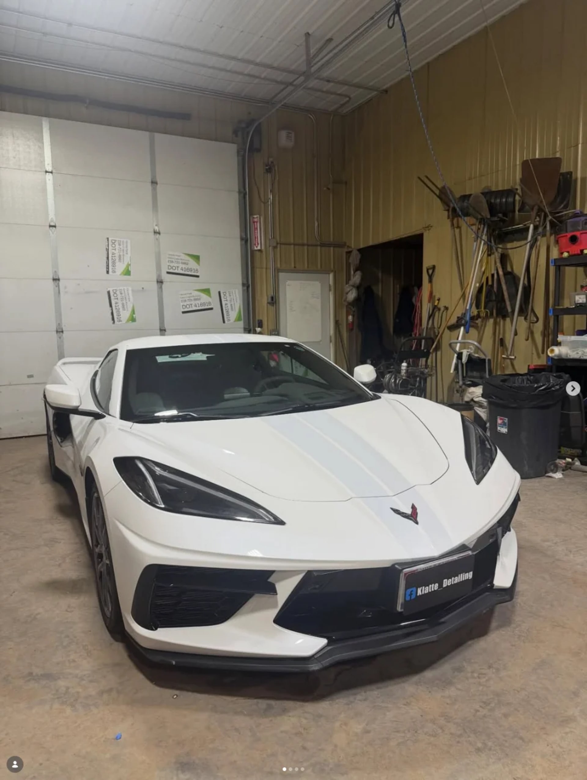Corvette C8 parked inside the detailing shop