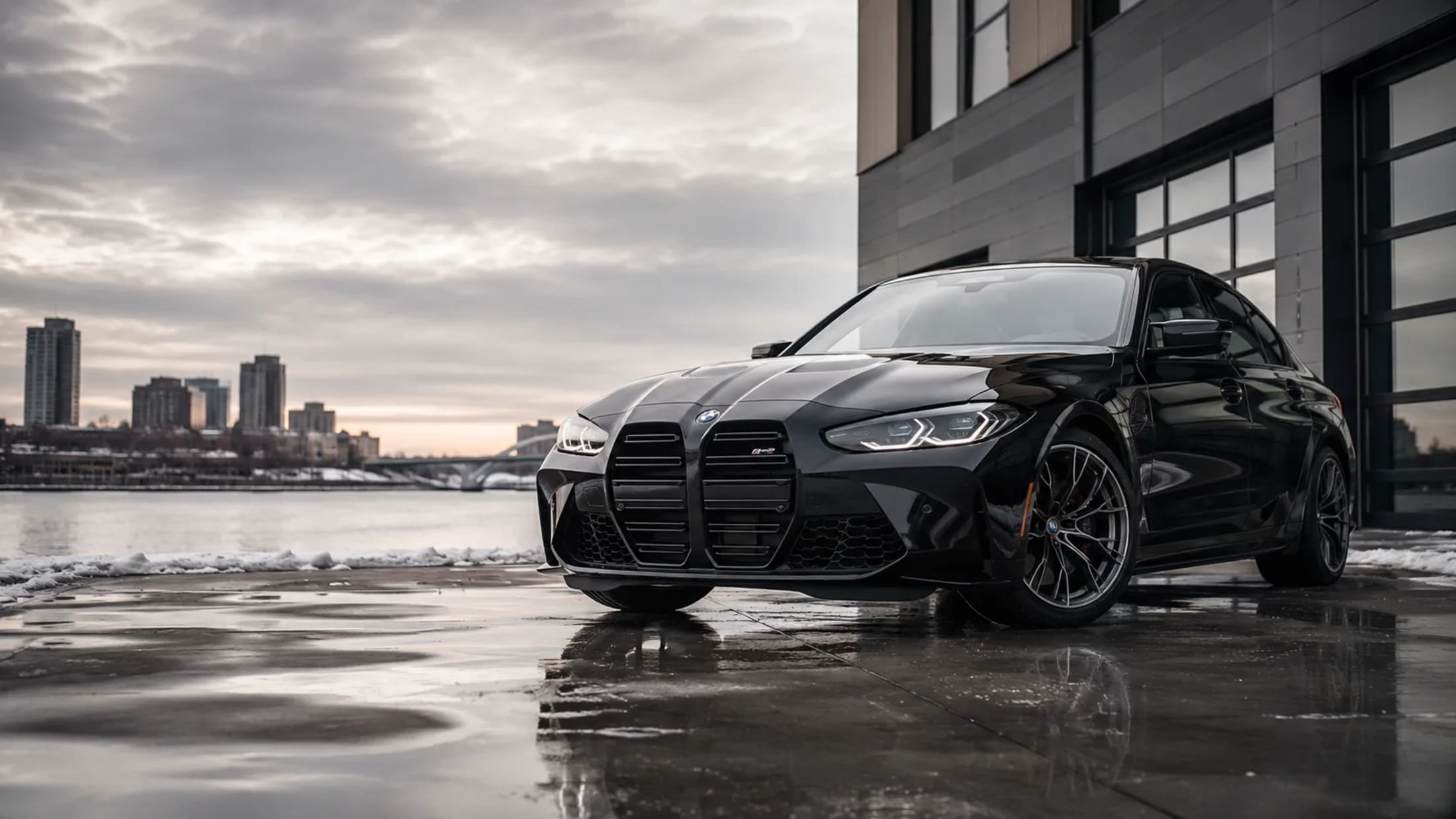 Luxury vehicle on a dark studio background