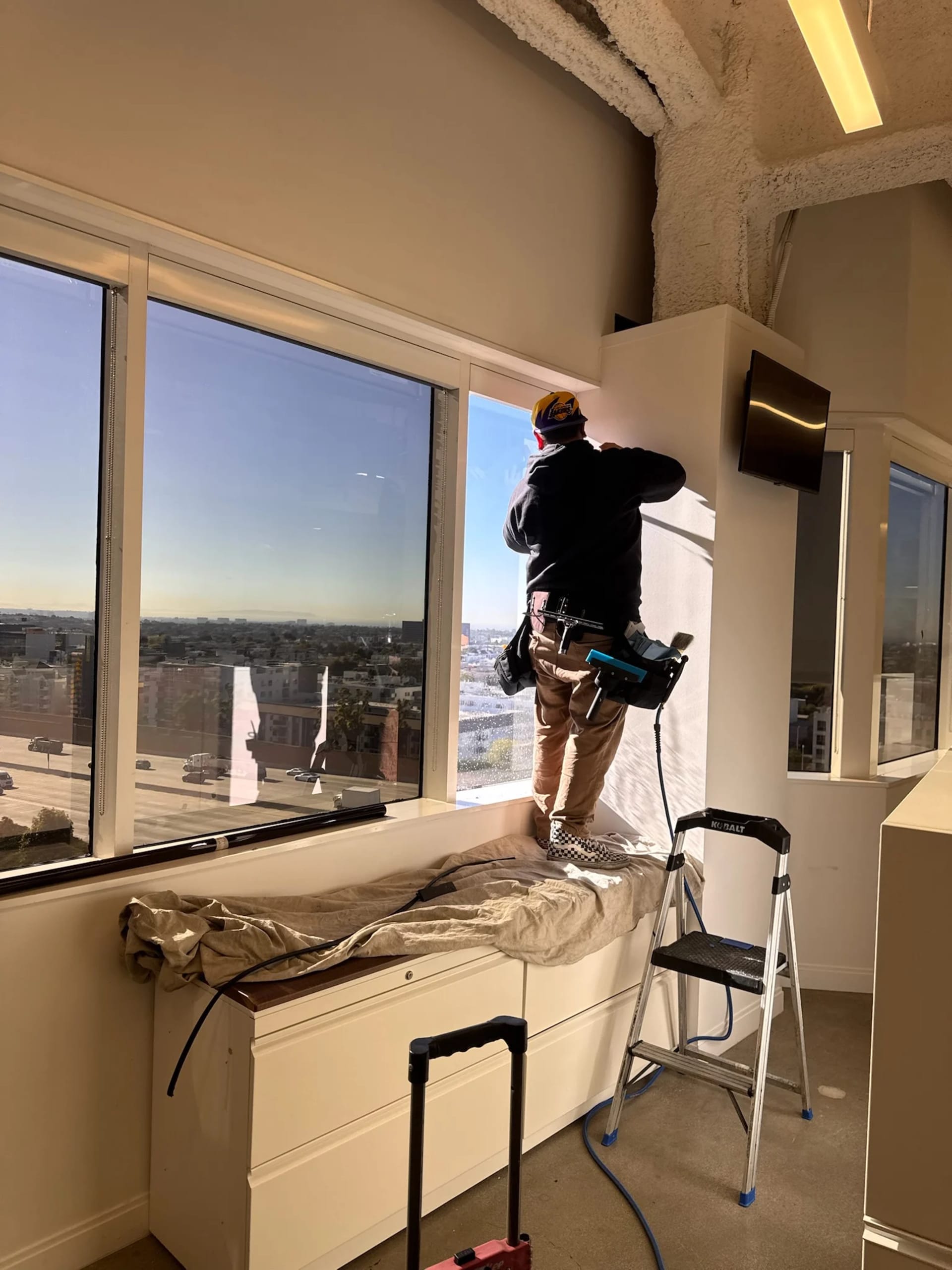 High-rise office building window tint installation in Los Angeles