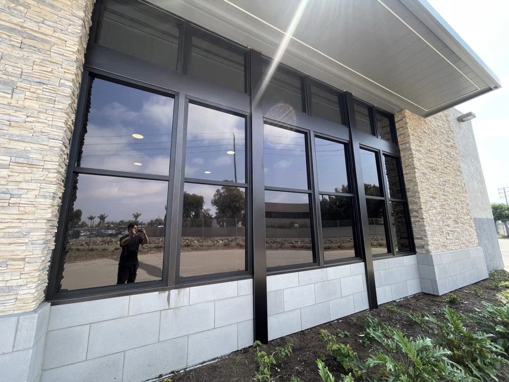 Office window tint for privacy and heat rejection at Downey Tinting
