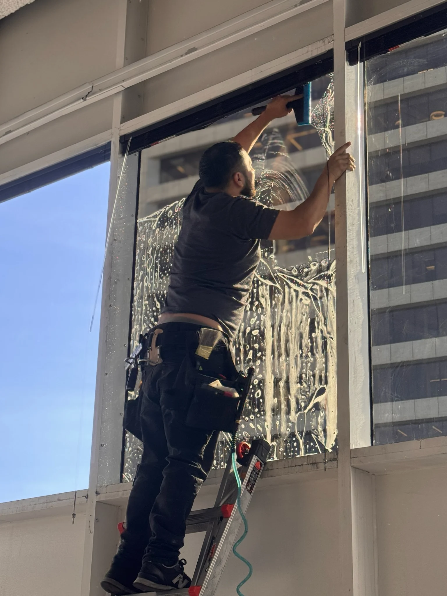 Commercial security window film installation in Los Angeles