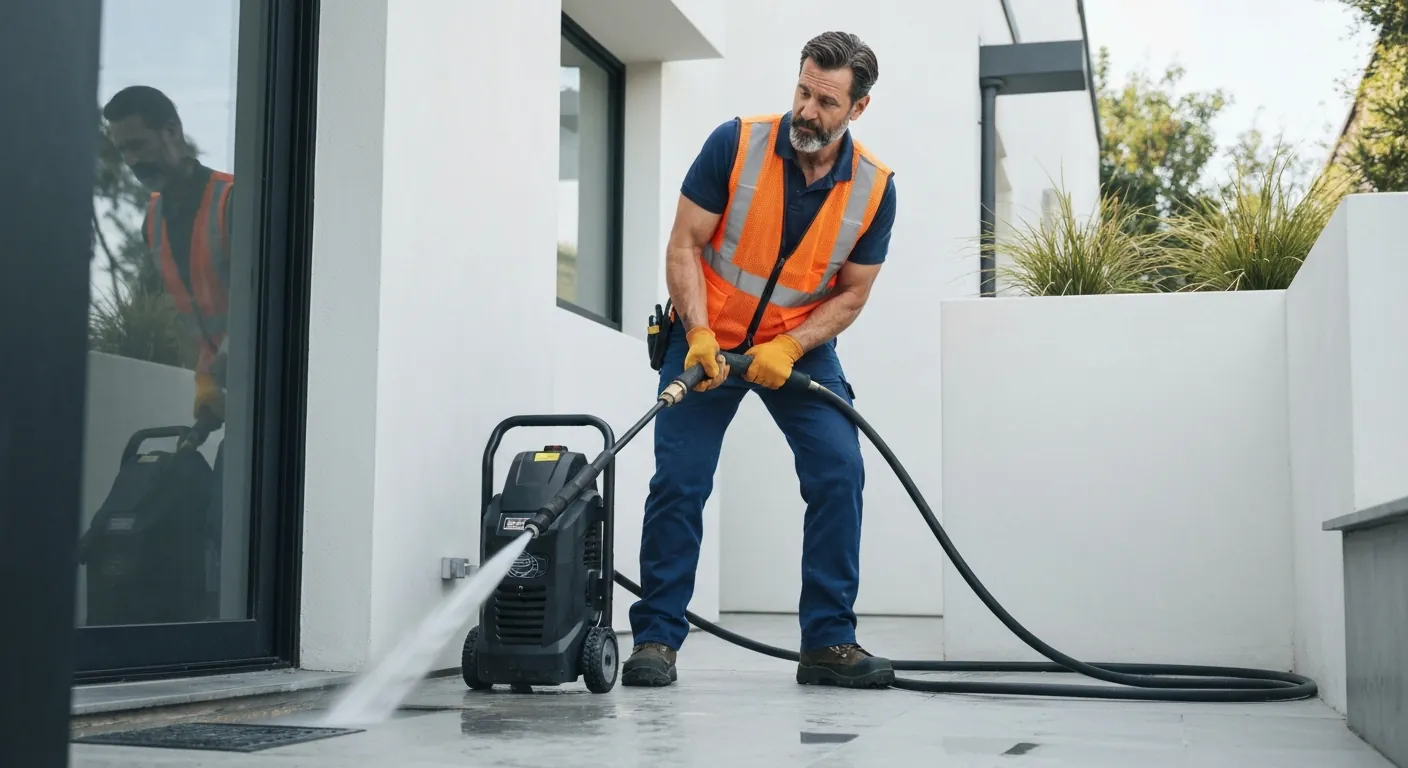 Drain Cleaning Los Angeles CA — Plumber using hydro-jetting equipment — America's Best Plumbing 1 LLC
