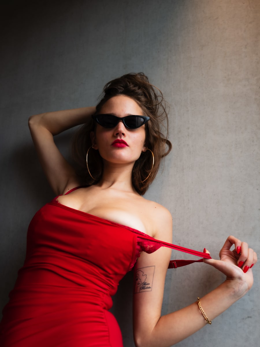 Red fashion portrait for an editorial campaign