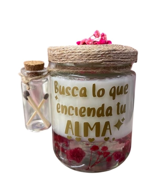 Vela encapsulada grande — tapa yute y cerillero - Creaciones Vinanti