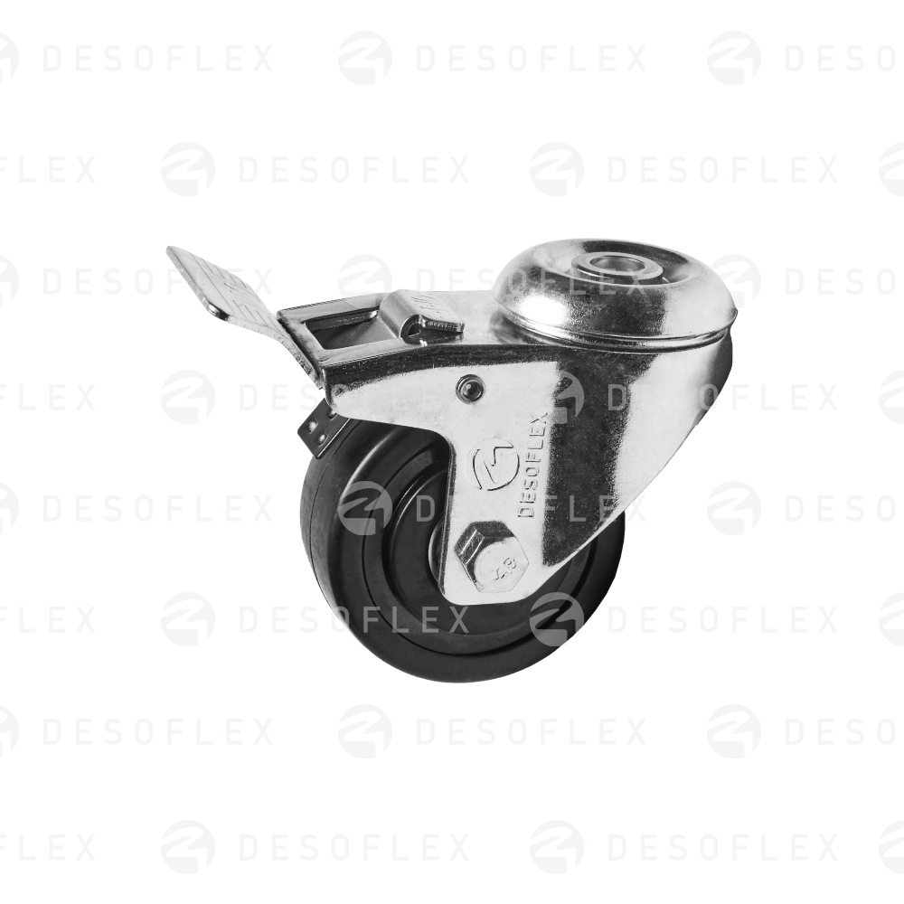 Rueda PU ESD 3 color negro giratoria con freno sin pivote