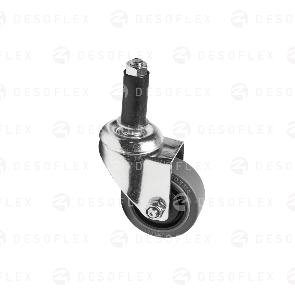  Rueda 3 color gris giratoria con pivote 