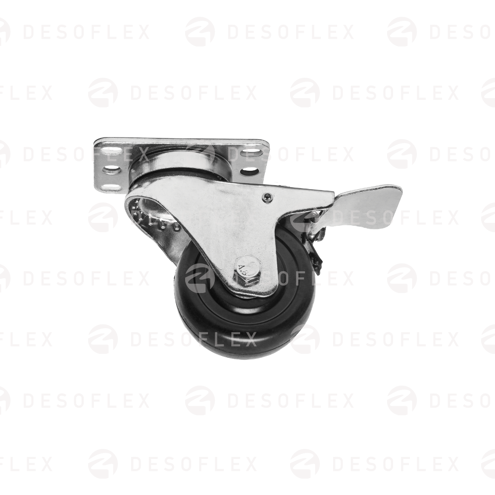 Rueda PU ESD 3 color negro giratoria con freno