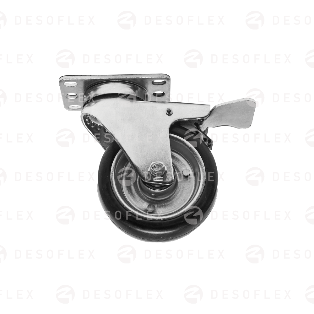 Rueda PU ESD 4 color negro giratoria con freno