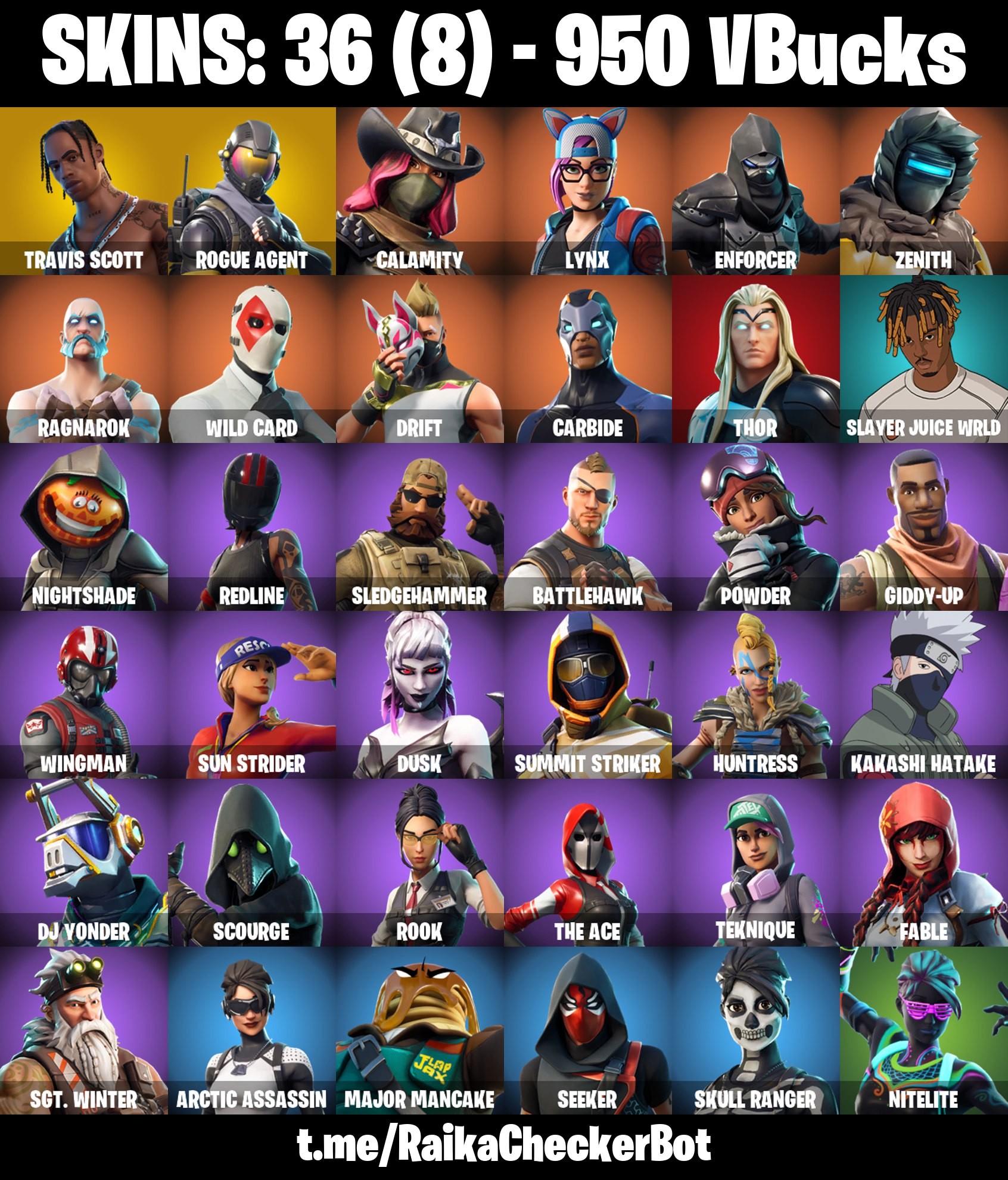 Fortnite Account ( PLAYSTATION / XBOX / PC / MOBILE / NINTENDO ) (TRAVIS SCOTT, ROGUE AGENT, TAKE THE ELF) (36 Skins)