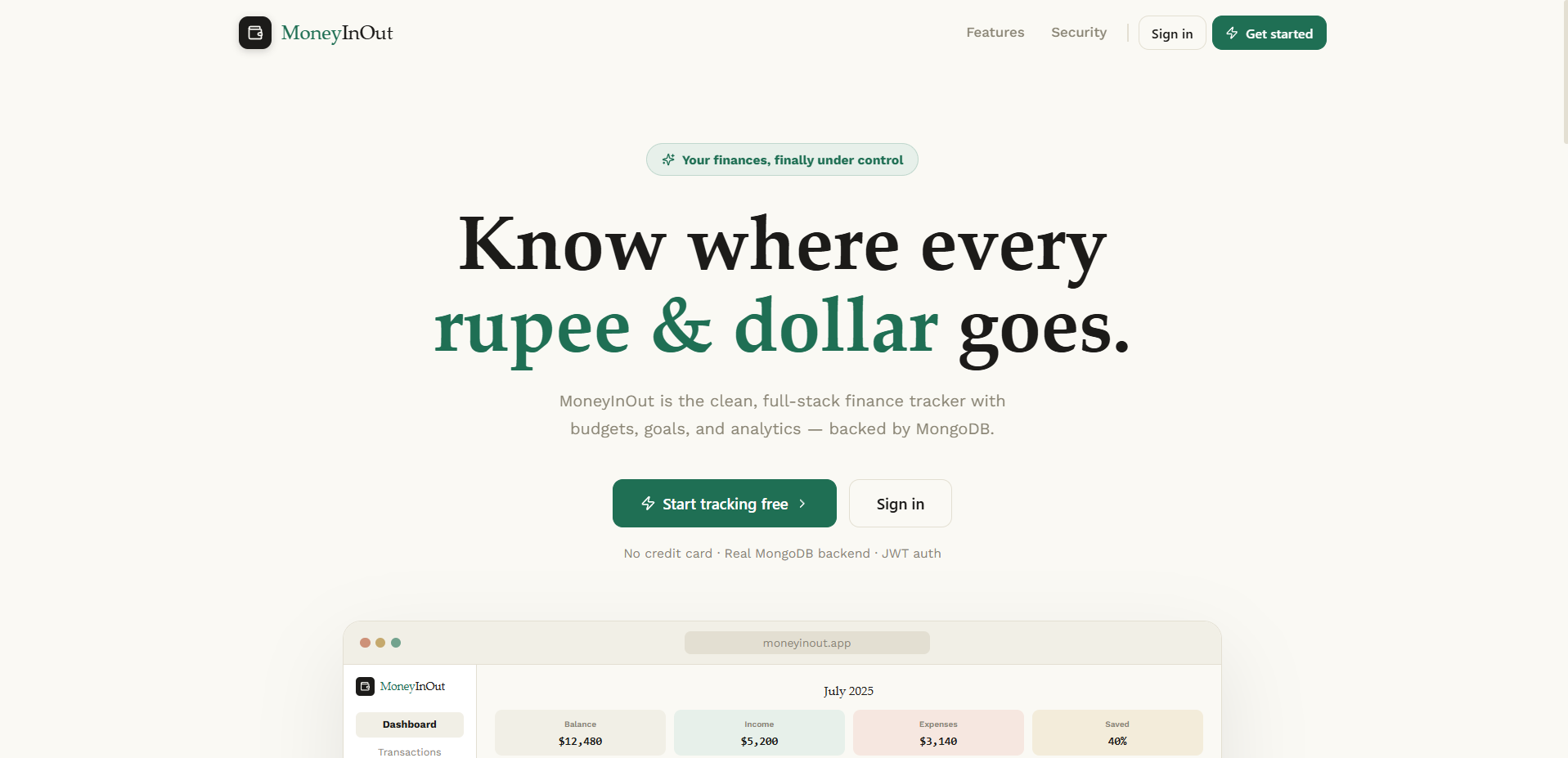 MoneyInOut screenshot
