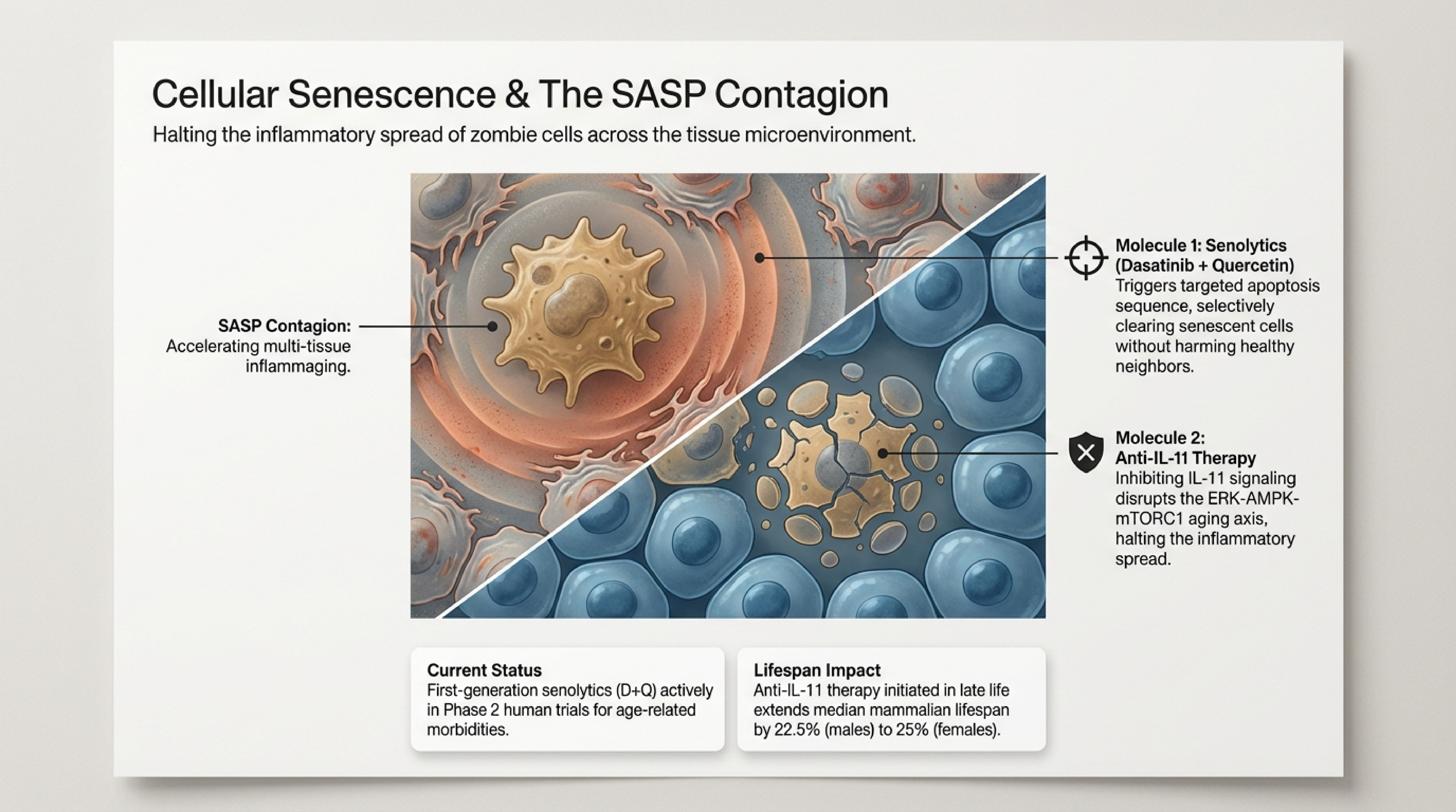 Slide 2: Cellular senescence and zombie cell accumulation