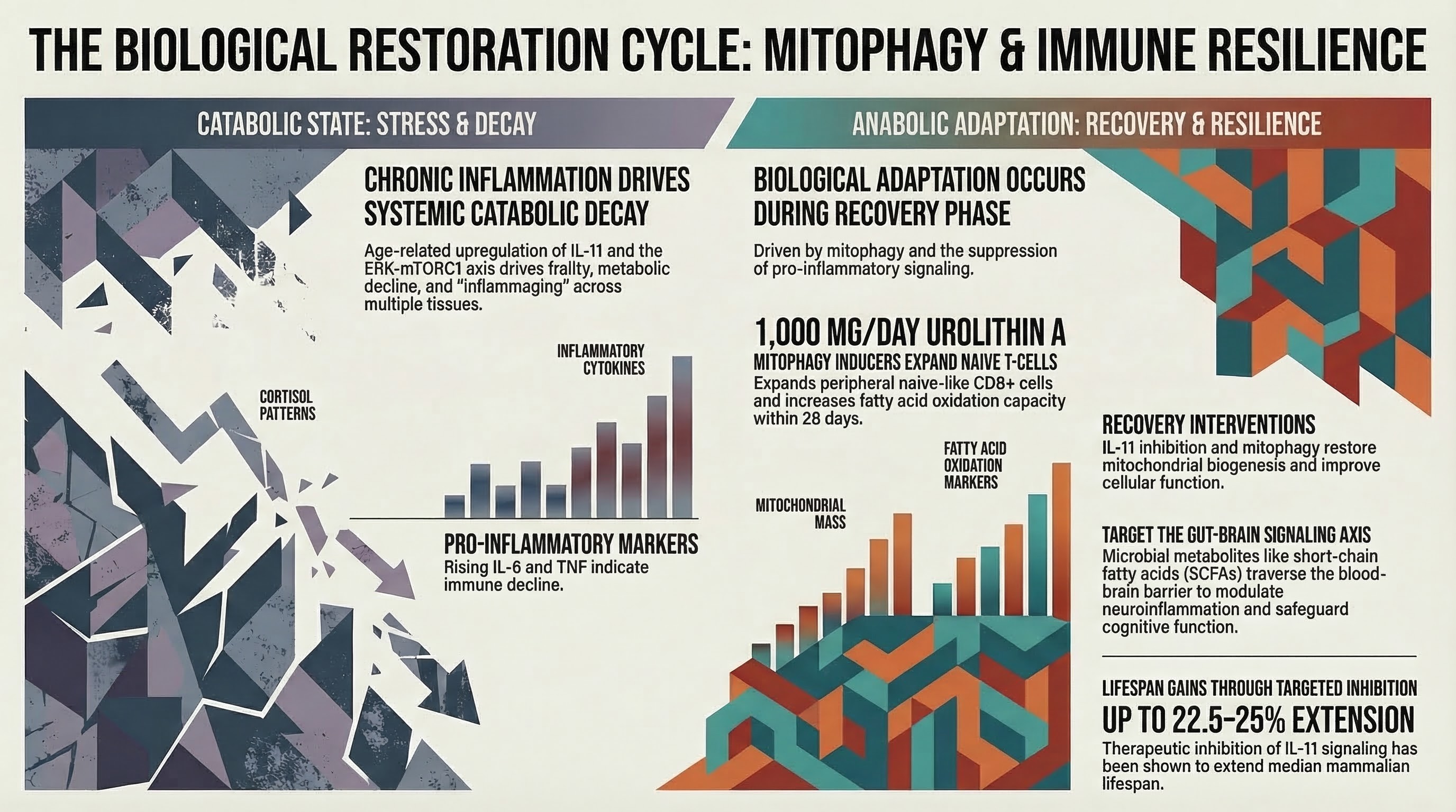 Infographic showing the stress-recovery cycle and why recovery is essential for longevity