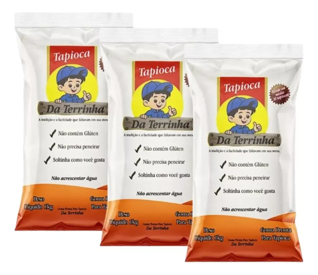 Massa de Tapioca da Terrinha 1Kg Kit com 3 1 Massa de Tapioca da Terrinha 1Kg