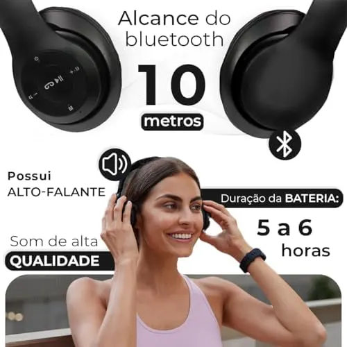 Fone de Ouvido Bluetooth P 47 | Headphone Sem Fio Premium com Microfone 7 Fone de Ouvido Bluetooth P 47 | Headphone Sem Fio Premium com Microfone - Imagem 7