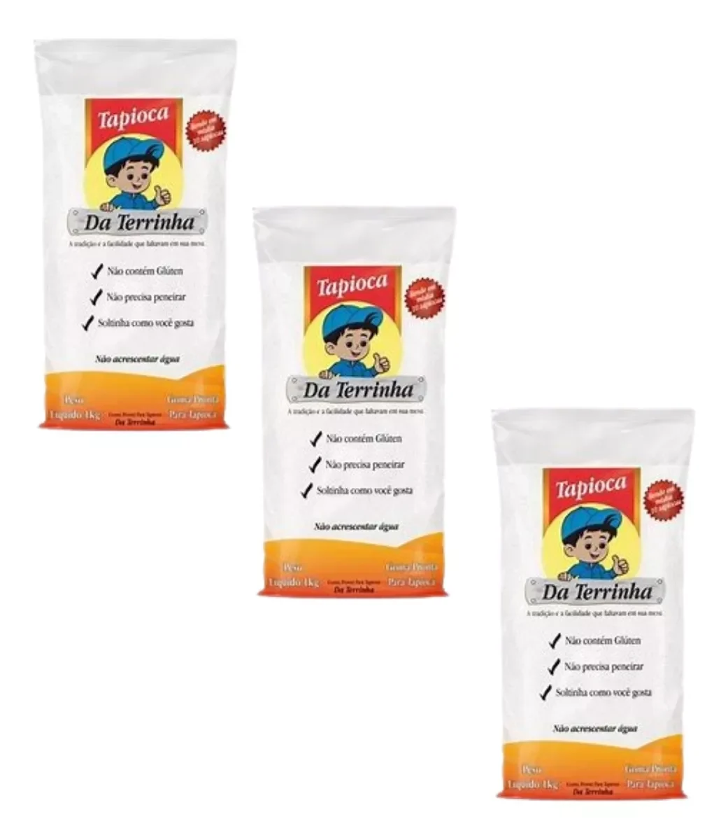 Massa de Tapioca da Terrinha 1Kg Kit com 3 2 Massa de Tapioca da Terrinha 1Kg