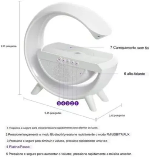 G Speaker Smart Station Luminária G Alto Falante e Carregador 4 G Speaker Smart Station Luminária Alto Falante e Carregador