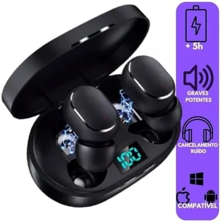 Fone De Ouvido Bluetooth TWS 5.0 Sem Fio BRS Mi Airdots Com Cancelamento De Ruído Compatível Com Android E iOS Cor Preto 4 Fone De Ouvido Bluetooth TWS 5.0 Sem Fio BRS Mi Airdots Com Cancelamento De Ruído Compatível Com Android E iOS Cor Preto - Imagem 4