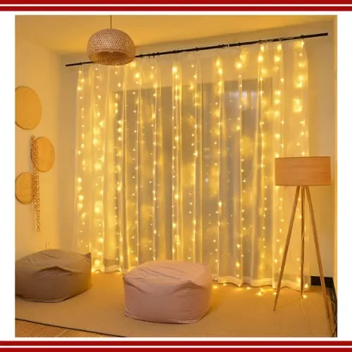 Pisca Pisca Cascata LED Branco Quente Decoração Natalina Festas Iluminação para Ambientes Internos e Externos 1 pisca pisca cascata em ambiente aconchegante.