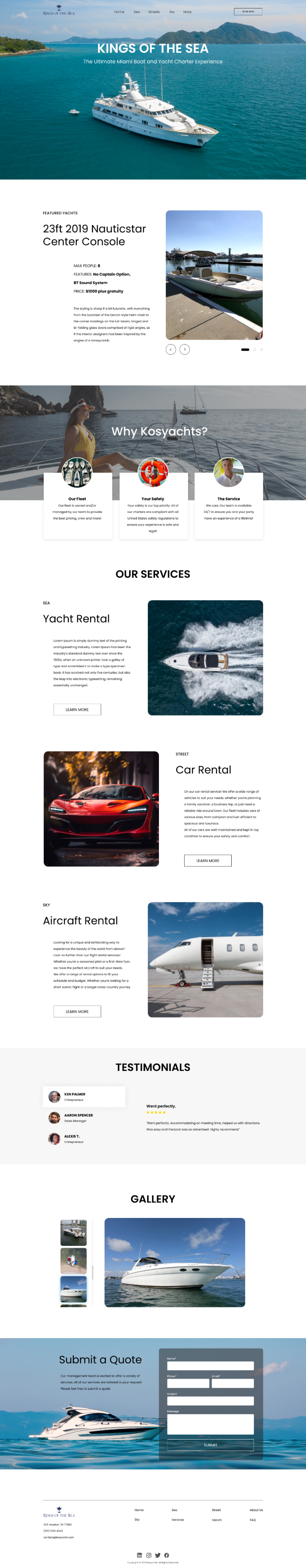 Kosyachts Landing Page