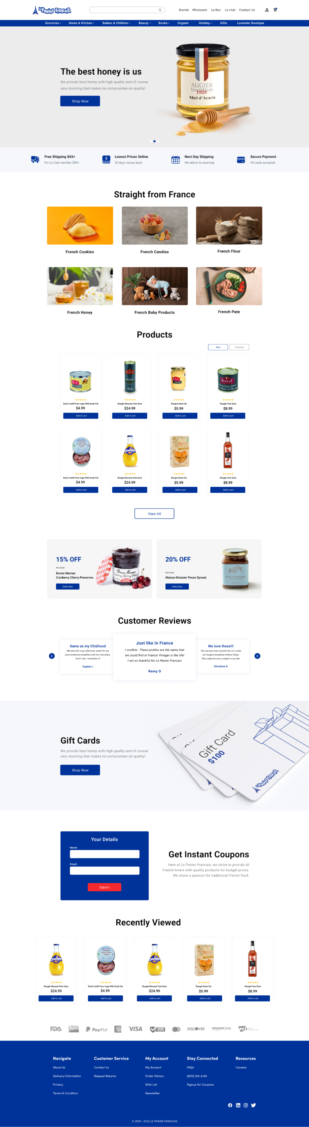 Le Panier Francais Landing Page