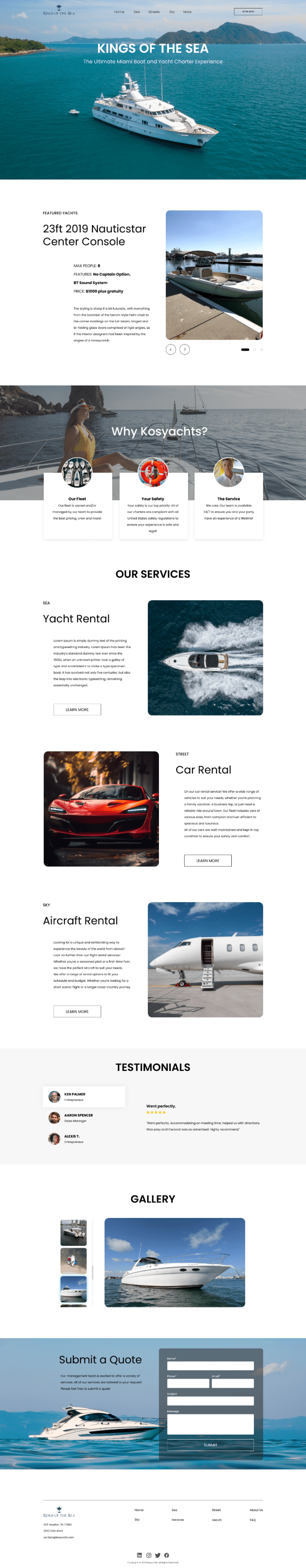 Kosyachts Landing Page