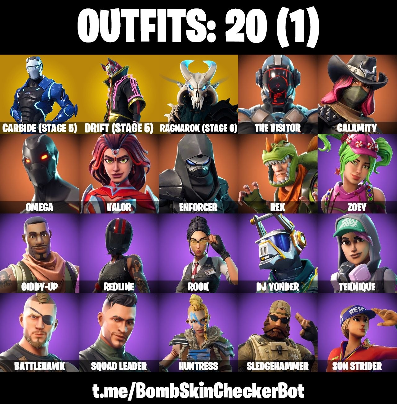Fortnite Account ( PLAYSTATION / XBOX / PC / MOBILE / NINTENDO ) Omega, Full Carbide, Ragnarok (20 Skins)