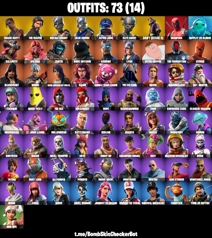 Fortnite Account ( PLAYSTATION / XBOX / PC / MOBILE / NINTENDO ) Travis Scott, Blue Squire, The Reaper, Fresh, Tidy, Rambunctious, Scorcher, Scotti, Travis Scotts Emote (73 Skins)