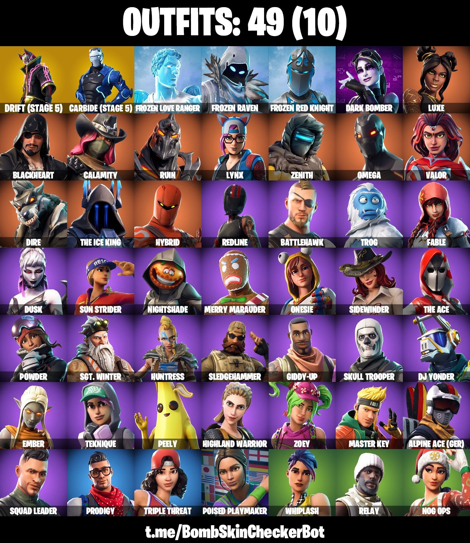 Fortnite Account ( PLAYSTATION / XBOX / PC / MOBILE / NINTENDO ) (Omega, Skull Trooper, Tidy) (49 Skins)