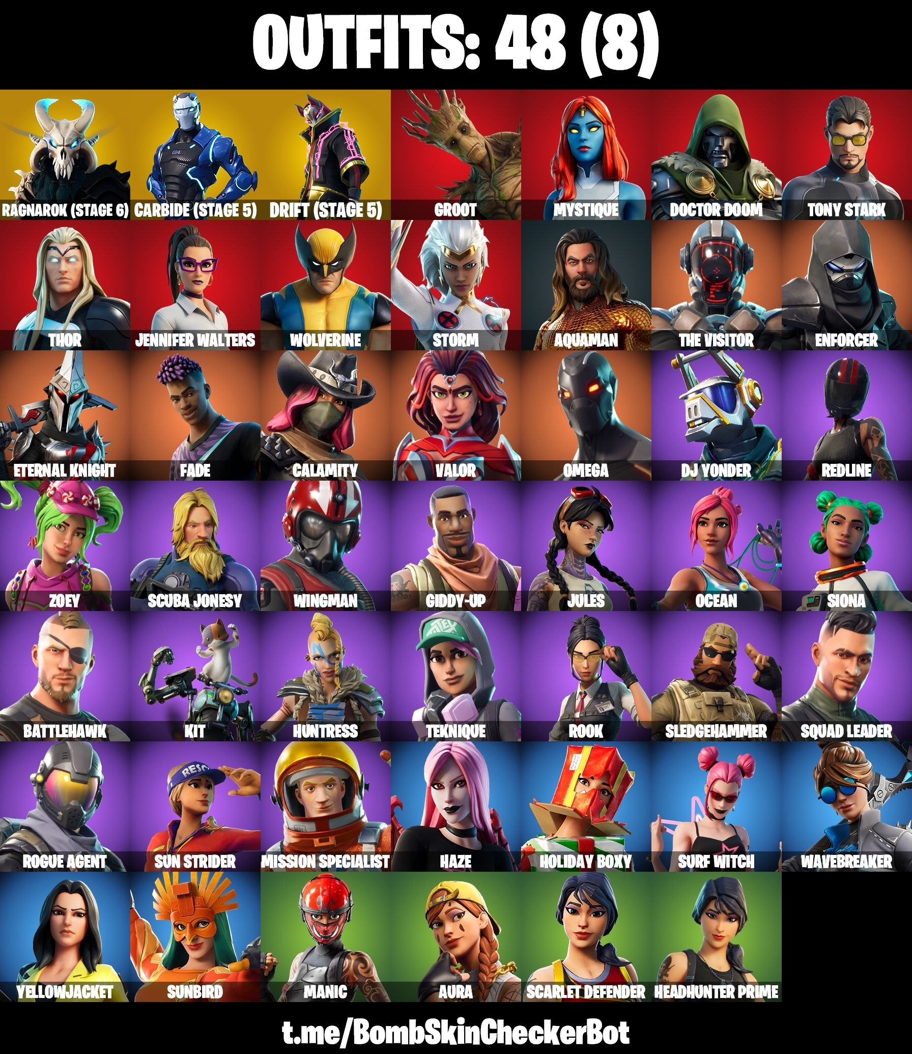 Fortnite Account ( PLAYSTATION / XBOX / PC / MOBILE / NINTENDO ) (Omega, Full Carbide, Rogue Agent) (48 Skins)