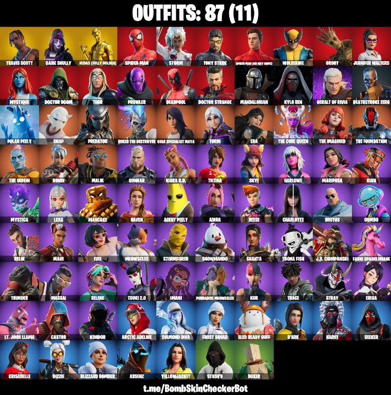 Fortnite Account ( PLAYSTATION / XBOX / PC / MOBILE / NINTENDO ) (Travis Scott, Dark Skully, Scout, Scorcher) (87 Skins)