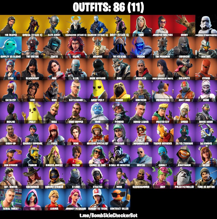 Fortnite Account ( PLAYSTATION / XBOX / PC / MOBILE / NINTENDO ) (The Reaper, Full Omega, Take The L, Reapers Skull) (86 Skins)