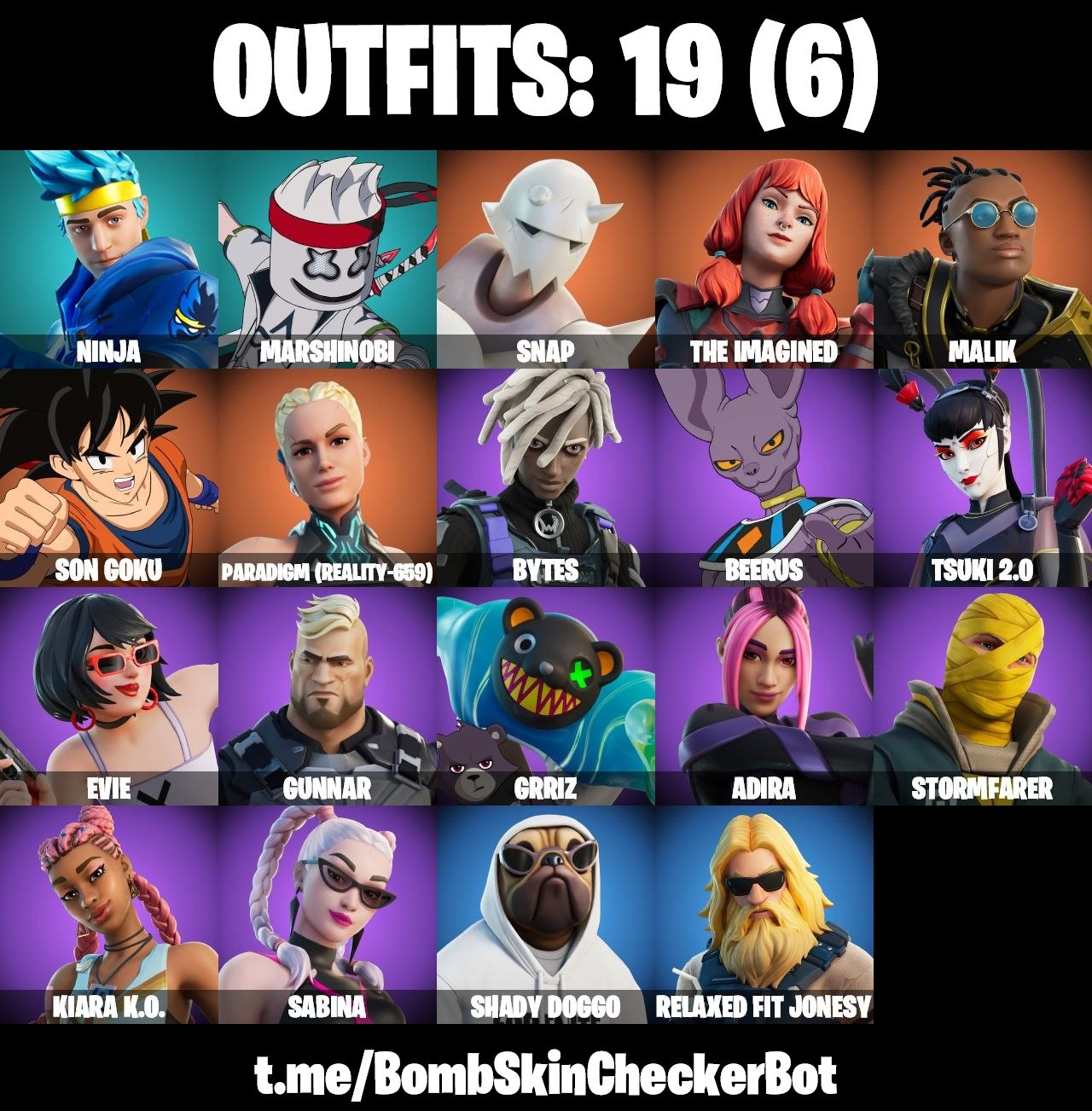 Fortnite Account ( PLAYSTATION / XBOX / PC / MOBILE / NINTENDO ) (Shady Doggo, Ninja, Marshinobi, Son Goku) (19 Skins)