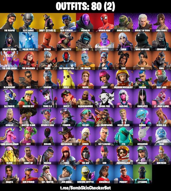 Fortnite Account ( PLAYSTATION / XBOX / PC / MOBILE / NINTENDO ) The Reaper, Lara Croft, Take The L, Elite Agent, Lynx, Take The Elf, Reapers Back, Reapers Skull (80 Skins)