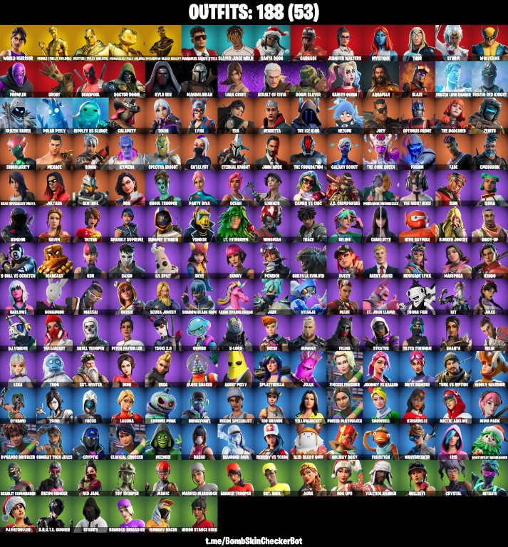 Fortnite Account ( PLAYSTATION / XBOX / PC / MOBILE / NINTENDO ) Pc/Psn/Xbox, World Warrior, Lara Croft, Candy Axe, Ghoul Trooper, Golden Midas, Clara, Kor (188 Skins)