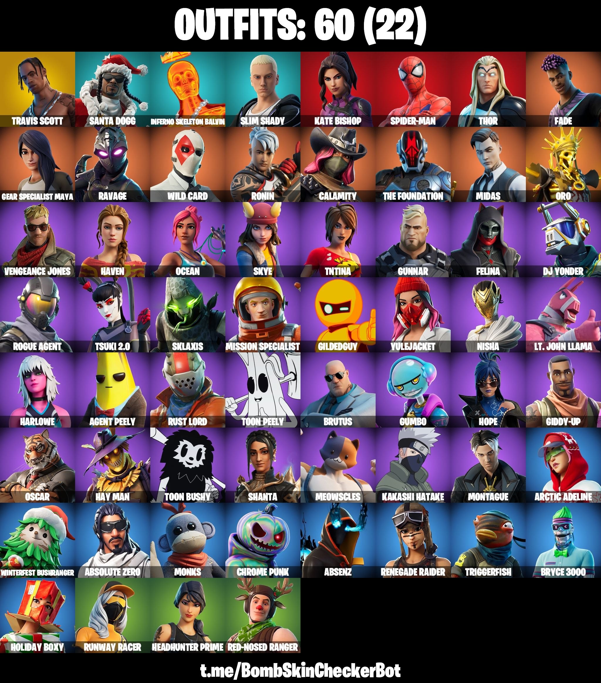 Fortnite Account ( PLAYSTATION / XBOX / PC / MOBILE / NINTENDO ) Travis Scott, Rogue Agent, Midas, Kakashi Hatake, Scorcher, Scotti, Travis Scotts Emote, Psn/Xbox (60 Skins)