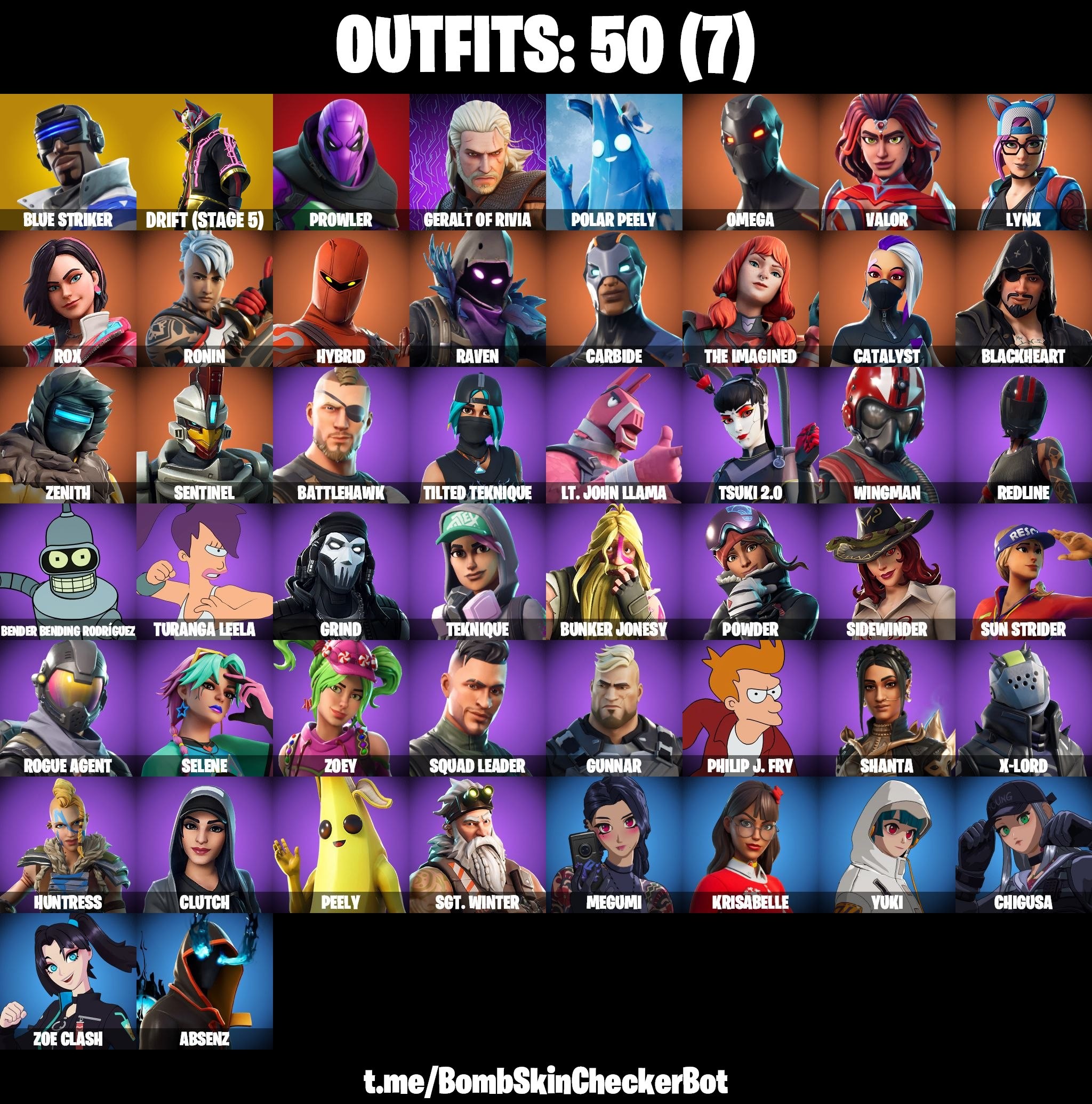 Fortnite Account ( PLAYSTATION / XBOX / PC / MOBILE / NINTENDO ) Omega, Rambunctious, Rogue Agent, Orange Justice, Blue Striker, Lynx, Wingman, Ronin, Full Drift (50 Skins)