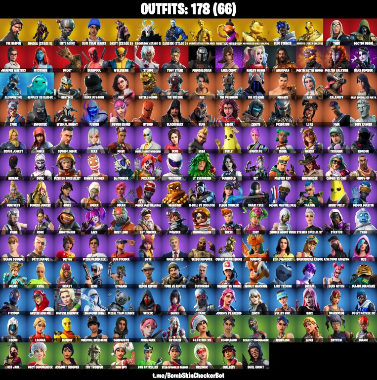 Fortnite Account ( PLAYSTATION / XBOX / PC / MOBILE / NINTENDO ) Leviathan Axe, The Reaper, Full Omega, Lara Croft, Take The L, Candy Axe, Reaper Axe, Take The Elf, Reapers Back, Reaper Skull, The Ace (178 Skins)