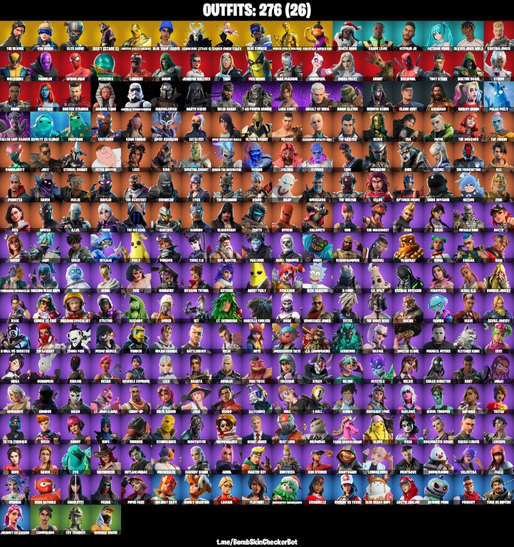 Fortnite Account ( PLAYSTATION / XBOX / PC / MOBILE / NINTENDO ) The Reaper, Elite Agent, Take The L, Neo Versa, Lara Croft, Omega, Rogue Agent, Agent Peely, Agent Jones, FNCS EIite, IO Elite Spec (276 Skins)
