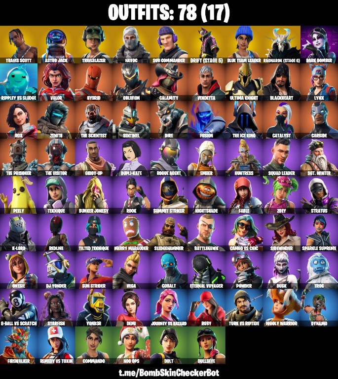 Fortnite Account ( PLAYSTATION / XBOX / PC / MOBILE / NINTENDO ) Travis Scott, Astro Jack, Havoc, Trailblazer, Scotti, Scorcher, Travis Scotts Emote (78 Skins)