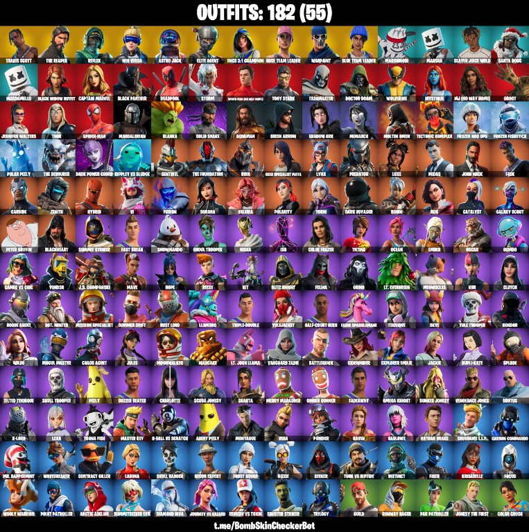 Fortnite Account ( PLAYSTATION / XBOX / PC / MOBILE / NINTENDO ) Travis Scott, Merry Mint Axe, Reflex, Diamond Jack, The Reaper, Sky Scout, Dog Scotti, Ace, Pepper Mint Axe (182 Skins)